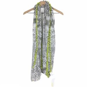 CAPELLI Scarf Ikat Pom Poms Neon Boho Southwestern Tribal Sheer Lightweight NWT